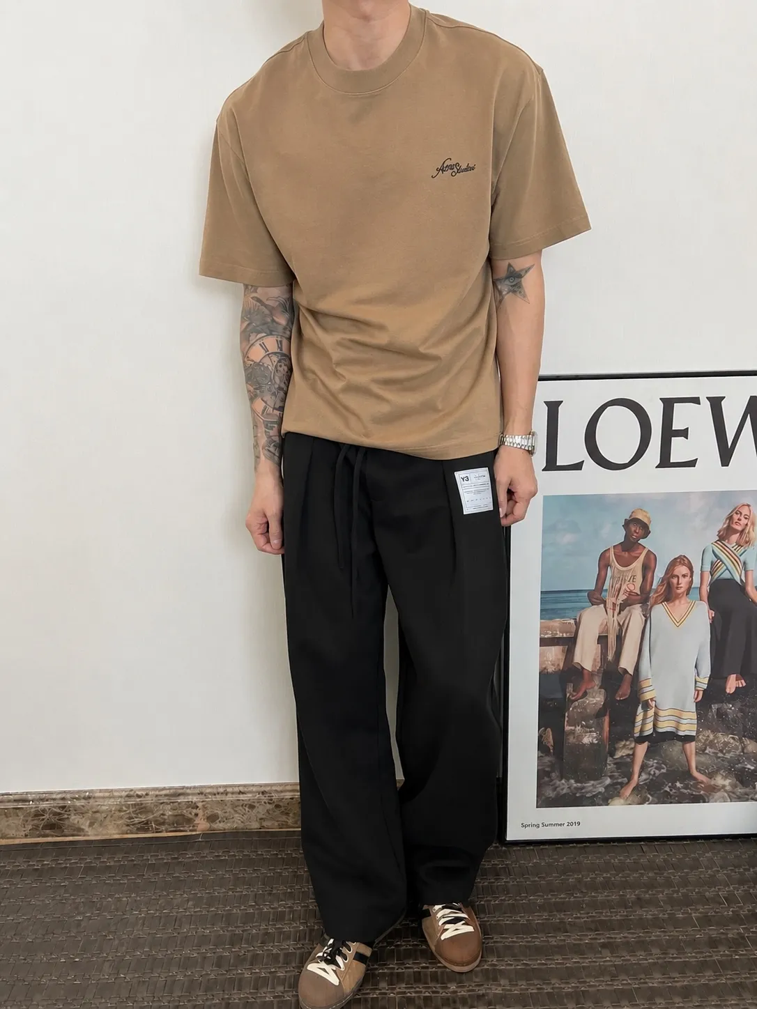 Acne*Studios*2026Ss exclusive couple Hot Sale g high-count T-shirt "different currency fabric" short-sleeved tee negative ion upper body is very comfortable, Same Style half-sleeves for men and women, dropped shoulders and loose fit Color: Black White Coffee Brown Size: S (90-130 pounds) M (125-150 pounds) L (135-165 pounds) XL (160-190 pounds) XXL (185 pounds)